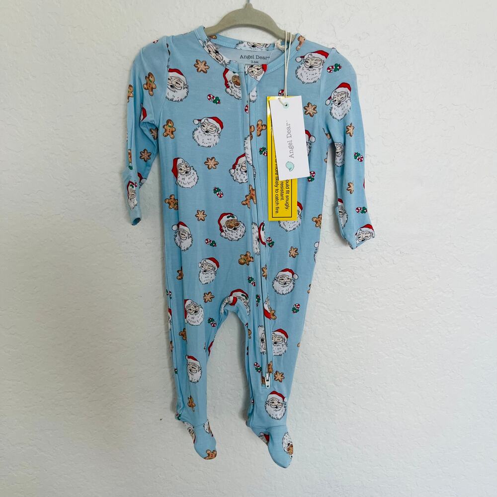 Angel Dear Bamboo Footie Pajamas – Santa & Gingerbread Christmas 3-6M NWT